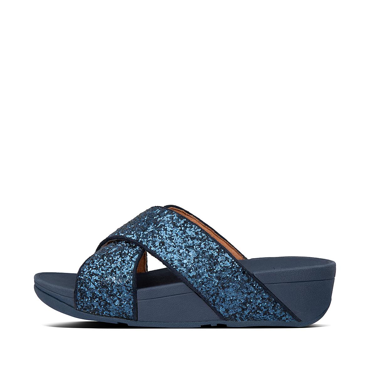 Fitflop Lulu Glitter Cross Slides - Sandalen Damen - Navy (GUS520463)